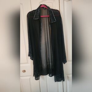 J Kara Black Sheer Cover-Up with Sparkling Accents